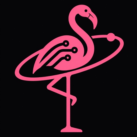 Flamingo, space and technology logo